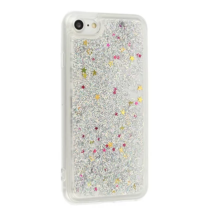 Samsung A600 Galaxy A6 2018, Szilikon tok, Liquid (Csillámos), ezüst