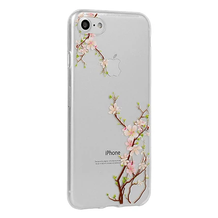 Huawei Mate 20, Szilikon tok, Floral, Cherry