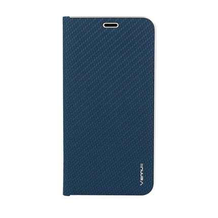 Samsung G970 Galaxy S10E, Oldalra nyíló flip tok, Carbon, kék