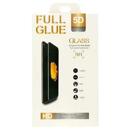 Xiaomi Redmi 7, Kijelzővédő fólia, (ütésálló) Full Glue 5D, fekete