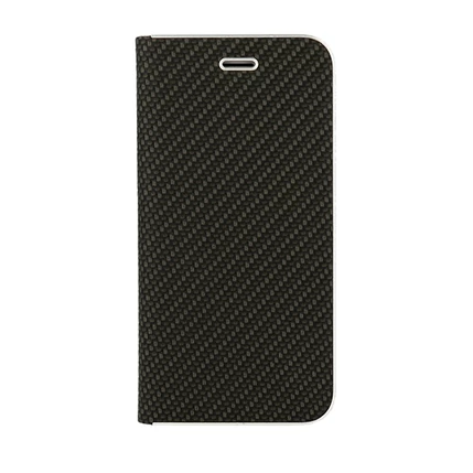 Xiaomi Mi 10/Mi 10 Pro, Oldalra nyíló flip tok, Carbon, fekete