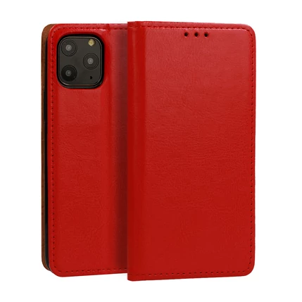 Samsung A125/M127 Galaxy A12/M12, Oldalra nyíló flip tok, Book Special (valódi olasz bőr), piros
