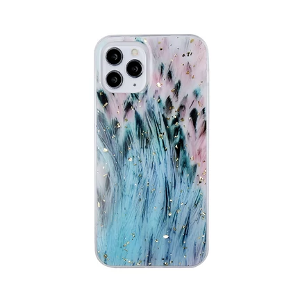 Apple iPhone 7/8/SE 2020/SE 2022, Szilikon tok, Gold Glam, pávatoll