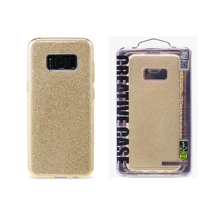 Samsung G955 Galaxy S8+, Szilikon tok, Remax (Csillámos), arany
