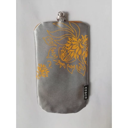 Nyakpántos tok, álló Croco (8x13 cm), narancs-ezüst