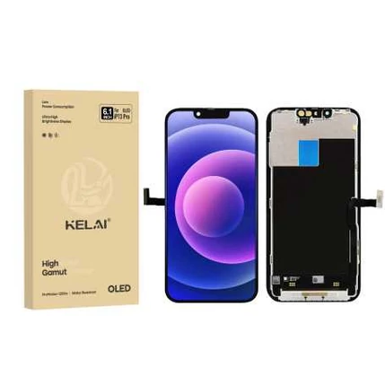 Apple iPhone 13 Pro, LCD kijelző érintőplexivel (SOFT OLED 120HZ KELAI IC CSERE TÁMOGATÁS EREDETI MÉRET ÉS VASTAGSÁG), fekete 