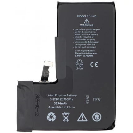 Apple A3011 iPhone 15 Pro 3274mAh, Akkumulátor + ragasztó (OEM) Li-Ion (Nincs felugró ablak,100%-os állapot)