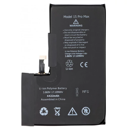 Apple iPhone 15 Pro Max 4422mAh, Akkumulátor + ragasztó (OEM) Li-Ion (Nincs felugró ablak,100%-os állapot)
