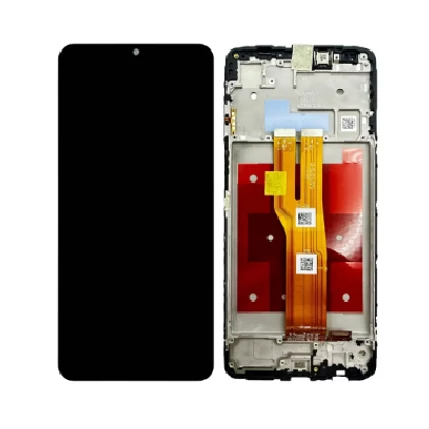 Samsung A075 Galaxy A07 4G, LCD kijelző érintőplexivel és előlapkerettel, fekete (GYÁRI)