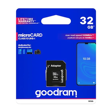 Goodram microSDHC 32GB Class 10, M1AA-0320R12, Memóriakártya (+Adapter)