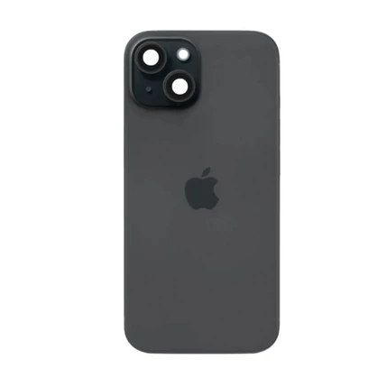 Apple iPhone 15 Plus, Akkufedél + ragasztó, (nagy lyukú verzió), fekete (OEM)