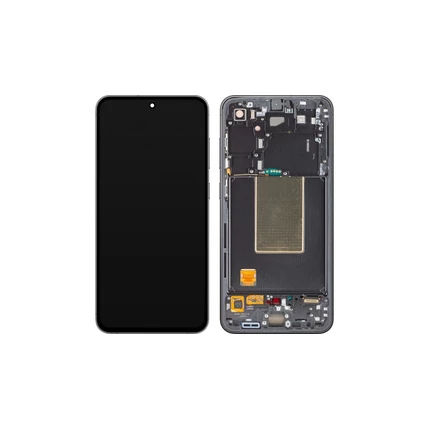 Samsung S721B Galaxy S24 FE, LCD kijelző érintőplexivel és előlapkerettel, fekete (TFT)