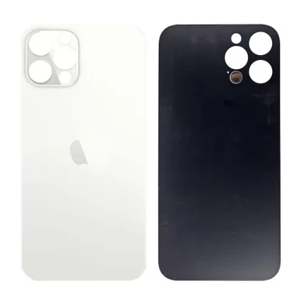 Apple iPhone 12 Pro, Akkufedél + ragasztó, (nagy lyukú verzió), fehér (OEM)