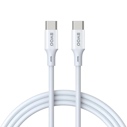 BWOO X282, USB kábel, USB-C - USB-C, (1 méter 60W), fehér (Gyorstöltő)
