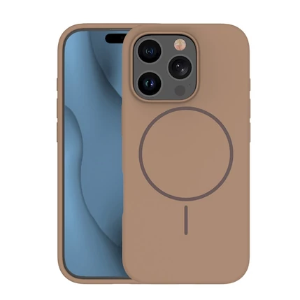 Apple iPhone 16E, Szilikon tok, Thin Magsafe,  barna