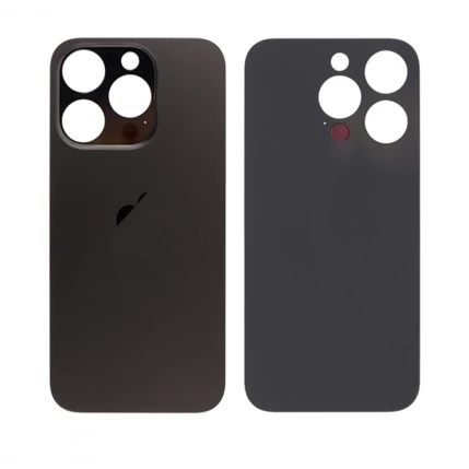 Apple iPhone 15 Pro Max, Akkufedél + ragasztó, (nagy lyukú verzió), fekete (OEM)