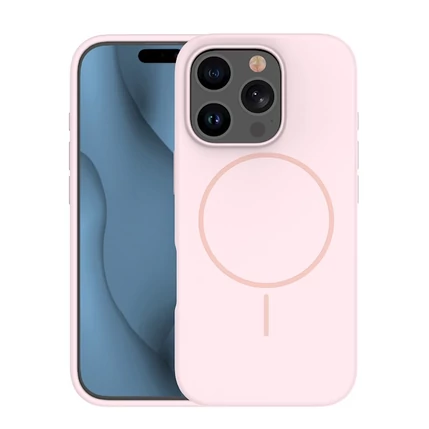 Apple iPhone 14, Szilikon tok, Thin Magsafe, rózsaszín