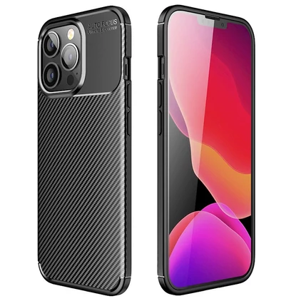 Apple iPhone 11, Szilikon tok, Full Carbon, fekete