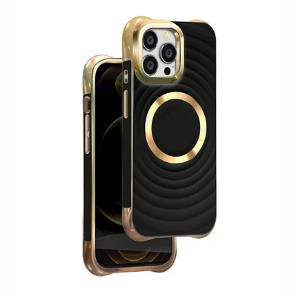 Samsung S928 Galaxy S24 Ultra, Szilikon tok, Circle Mag, fekete-arany
