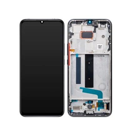 Xiaomi Mi 10 Lite 5G/Redmi 10X/Redmi 10X Pro, LCD kijelző érintőplexivel és előlapkerettel, szürke (56000400J900)   (GYÁRI) (SERVICE PACK)