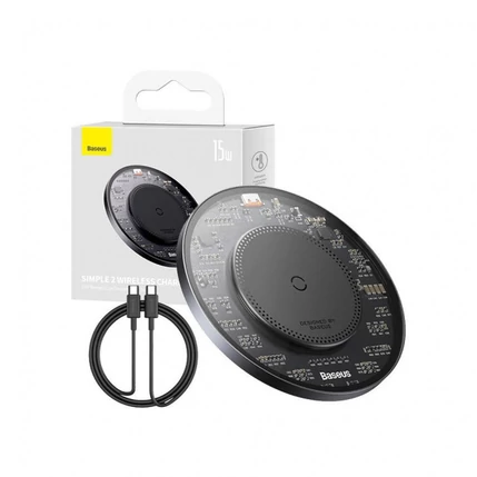 Baseus Simple 2 BS-W530 (15W, 1.67A  CCJJ050001) Vezeték nélküli töltő, fekete