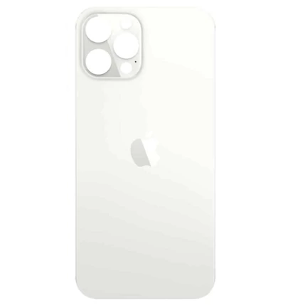 Apple iPhone 12 Pro Max, Akkufedél + ragasztó, (nagy lyukú verzió), ezüst (OEM)
