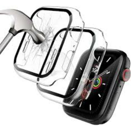 Apple Watch 4/5/6/SE 44mm, Okosóra ütésálló műanyag tok, átlátszó