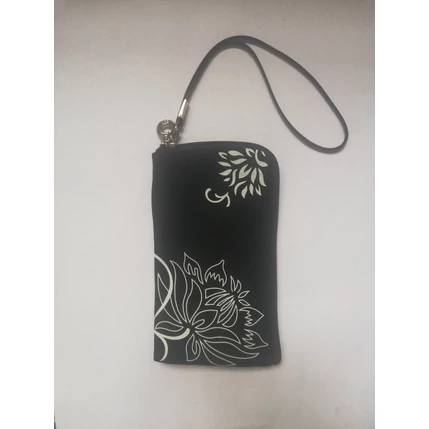 Neoprén tok, zipzáros csuklópántos S (6x11cm), fekete