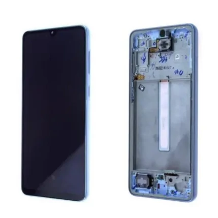 Samsung A336 Galaxy A33 5G, LCD kijelző érintőplexivel és előlappal, kék (GYÁRI BONTOTT)