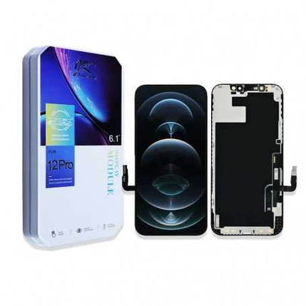 Apple iPhone 12/12 Pro, LCD kijelző érintőplexivel (LTPS JK CSERÉLHETŐ IC-VEL), fekete