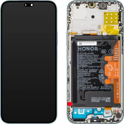 Honor 200 Lite 5G 2024/X8B 4G 2023, LCD kijelző érintőplexivel és előlapkeret, akkumulátor (0235ALPS), starry blue (SERVICE PACK) (GYÁRI)