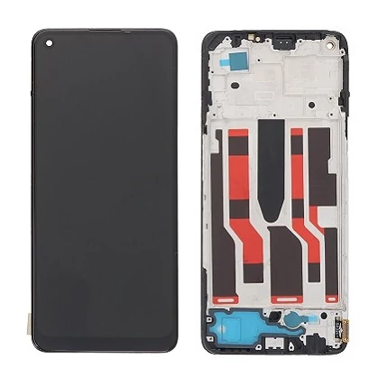 Oppo Reno7 Z 5G/Reno7 Lite 5G CPH2343, LCD kijelző érintőplexivel és előlapkerettel, fekete (TFT INCELL)