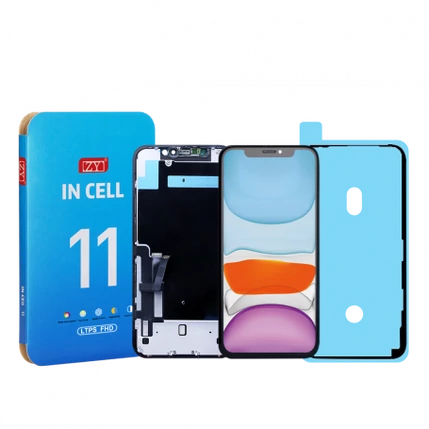Apple iPhone 11, LCD kijelző érintőplexivel + ragasztóval (LTPS ZY COG FHD1080P), fekete (IC CSERE TÁMOGATÁS)