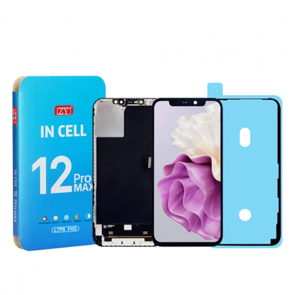 Apple iPhone 12 Pro Max, LCD kijelző érintőplexivel + ragasztó (LTPS ZY COF FHD1080P IC CSERE TÁMOGATÁS), fekete