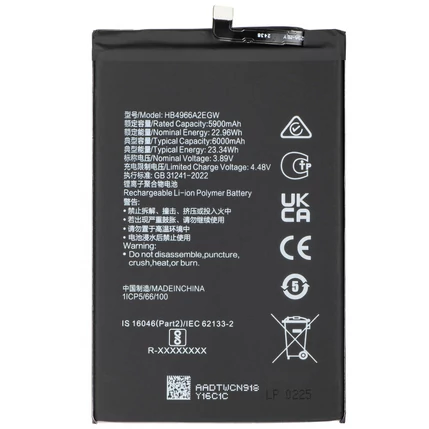 Honor HB4966A2EGW X7B 4G/Honor 90 Smart, 6000mAh, Akkumulátor (OEM) Li-Ion