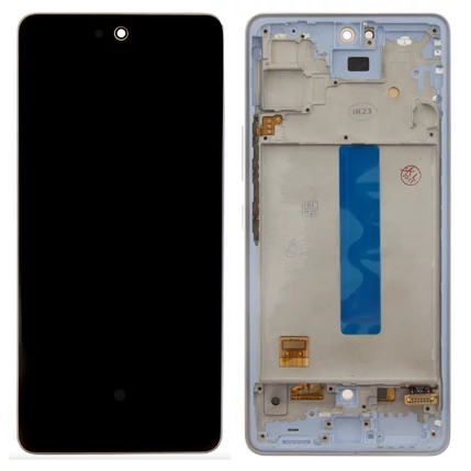 Samsung A536B Galaxy A53 5G, LCD kijelző érintőplexivel és előlapkerettel, kék (Oled)