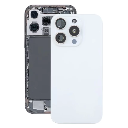Apple iPhone 16 Pro Max, Akkufedél, kamera lencsével, mágneses gyűrűvel, fémlemezzel, fehér, White Titánium (OEM)