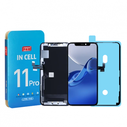 Apple iPhone 11 Pro, LCD kijelző érintőplexivel + ragasztóval (LTPS ZY COG FHD 1080P IC CSERE TÁMOGATÁS), fekete