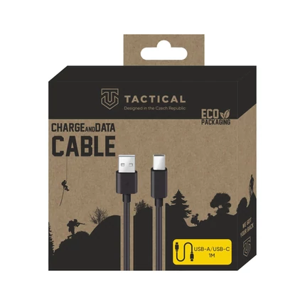 Tactical Smooth Thread USB kábel, USB-A - USB - C, (1 méter 2,4A), fekete