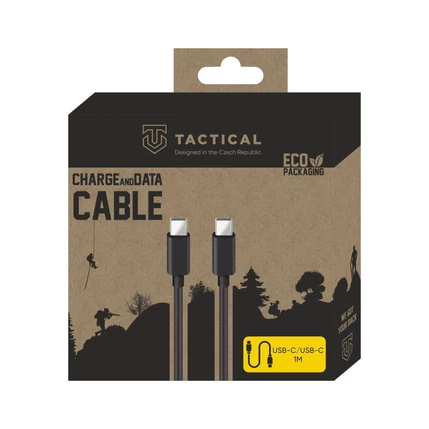 Tactical Smooth Thread USB kábel, USB-C - USB-C, (1 méter 3A), fekete