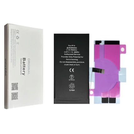 Apple A2882 iPhone 14 3279mAh, Akkumulátor + ragasztó (OEM) Li-Ion (közvetlen telepítés, nincs felugró ablak, 100%-os állapot)