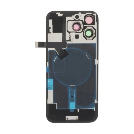 Apple iPhone 16 Pro Max, Akkufedél, kamera lencsével, mágneses gyűrűvel, vezeték nélküli töltőchippel és vakuval, szerelt, fekete, Black Titanium