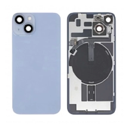 Apple iPhone 14, Akkufedél, kamera lencsével, mágneses gyűrűvel, vezeték nélküli töltőchippel és vakuval, szerelt, kék
