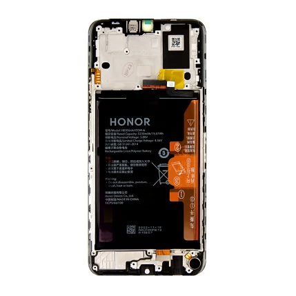 Honor X7A, LCD kijelző érintőplexivel és előlapkerettel, akkumulátor (0235AENA), fekete (GYÁRI) (SERVICE PACK)
