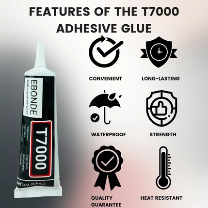 Ebonde T7000 Ragasztó, (50ml), fekete (Többcélú ragasztó LCD, érintő, fa, porcelán)