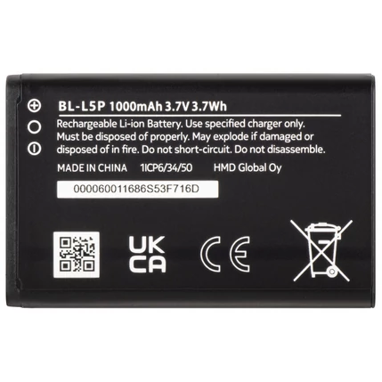 Nokia BL-L5P HMD 105/Nokia 105 (2024) 3.7V 3.7Wh 1000mAh , Akkumulátor (Gyári) Li-Ion