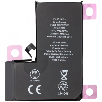 Apple A2866 iPhone 14 Pro 3410mAh,  Akkumulátor + ragasztó (OEM) Li-Ion  ((Magasabb kapacitású, diagnosztizálható)