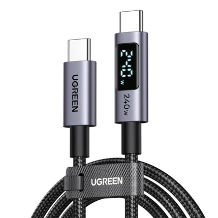 UGREEN 65866 USB kábel, USB-C - USB-C, (1méter 240W), szürke (Gyorstöltő)