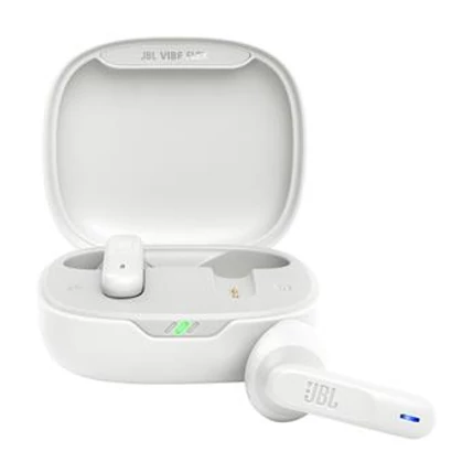 JBL Vibe Flex TWS, Bluetooth headset 5.2 mikrofon, mélyhang kiemelés, IP54 vízálló + töltőtok, fehér (JBLVFLEXWHT)