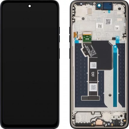 Motorola Moto G56, LCD kijelző érintőplexivel és előlapkerettel, fekete, Black Oyster, (5D68C30208, 5D68C30294) (GYÁRI) (SERVICE PACK)